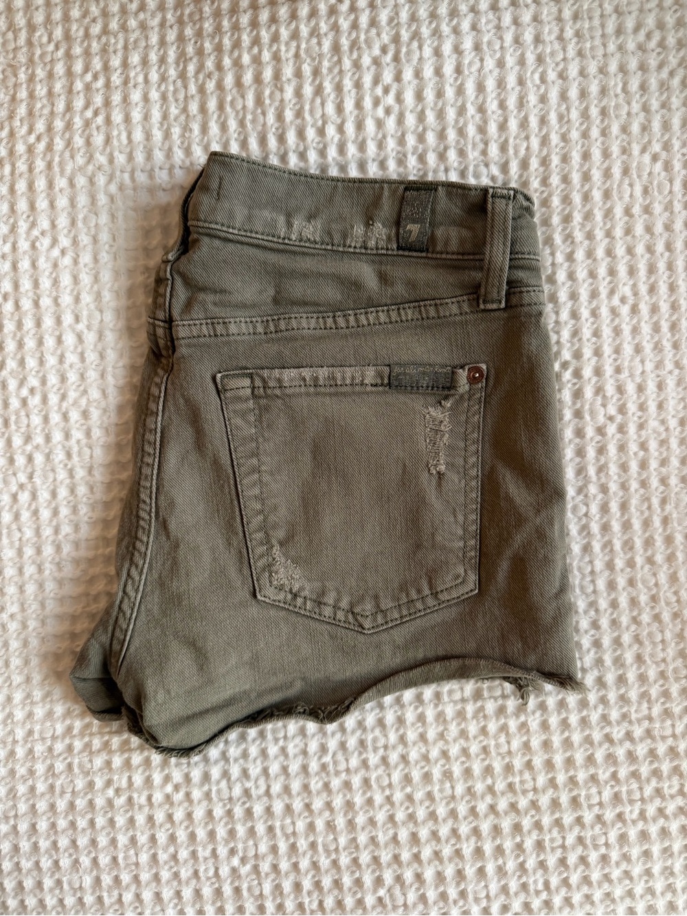 7 For All Mankind Olive Green Jean Shorts